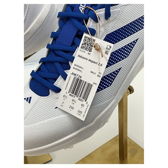 Adidas Adizero Impact 2.0 Baseball Cleats White Blue Size 7 - Picture 2 of 7